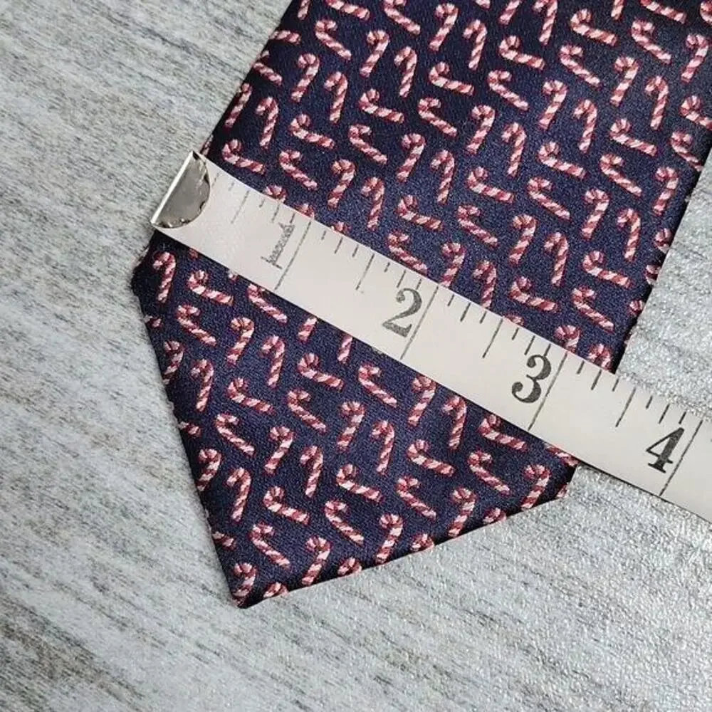 Club Room Navy Blue Christmas Candy Cane Printed Men's Necktie